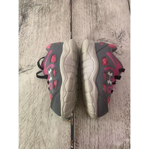 UNDER ARMOUR Girl’s Pink/Gray Sneakers / Size: 3 - Picture 5 of 8